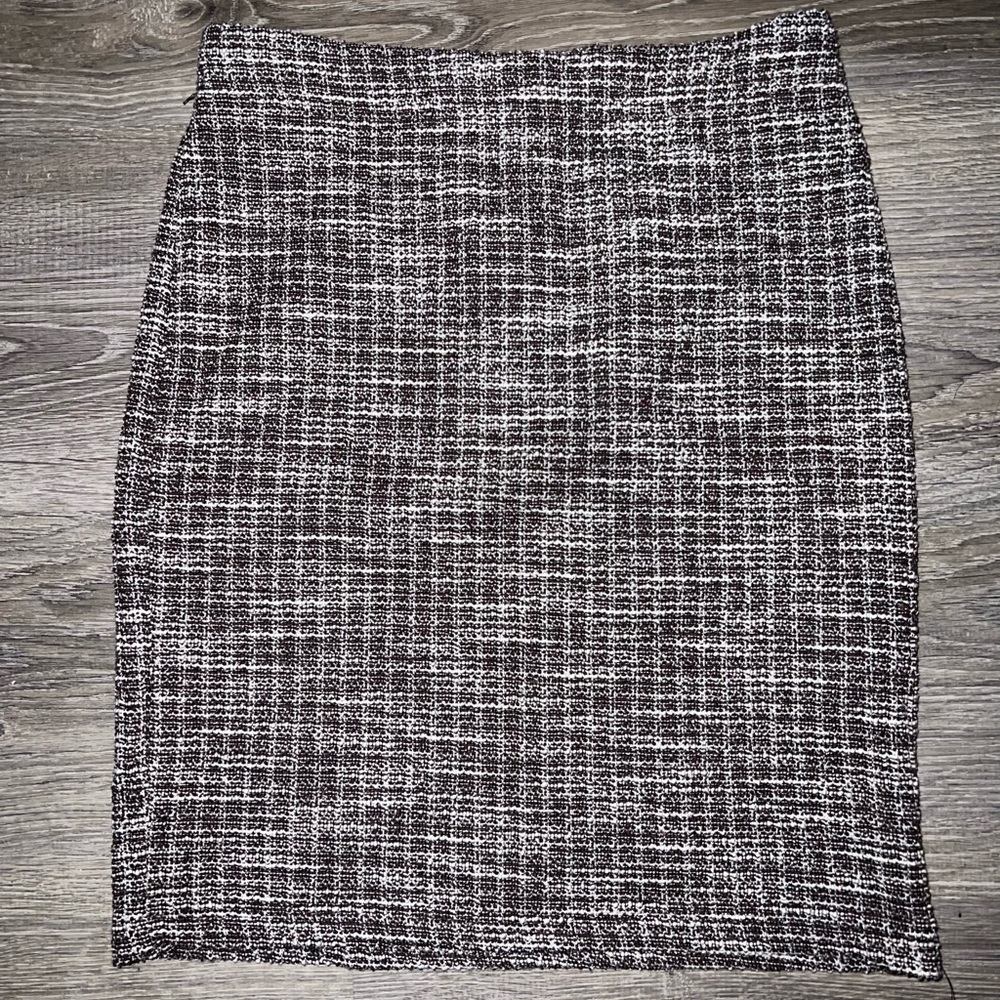 Classic Brown and White Tweed Skirt